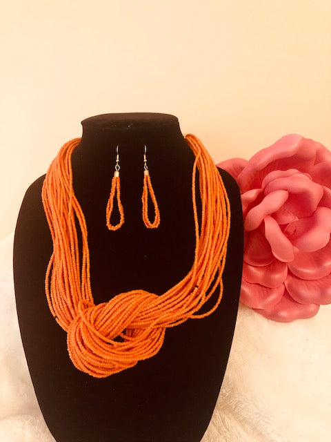 Sea Coral Orange Necklace Set