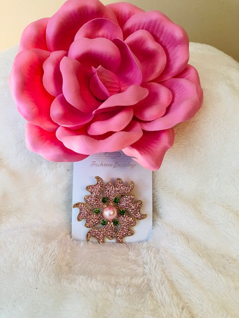 Pink and Green Brooch