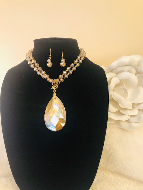 2 in 1 Topaz Crystal Necklace Set